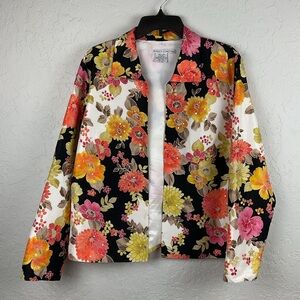 Maggy London Silk Floral Print Sequin Blazer